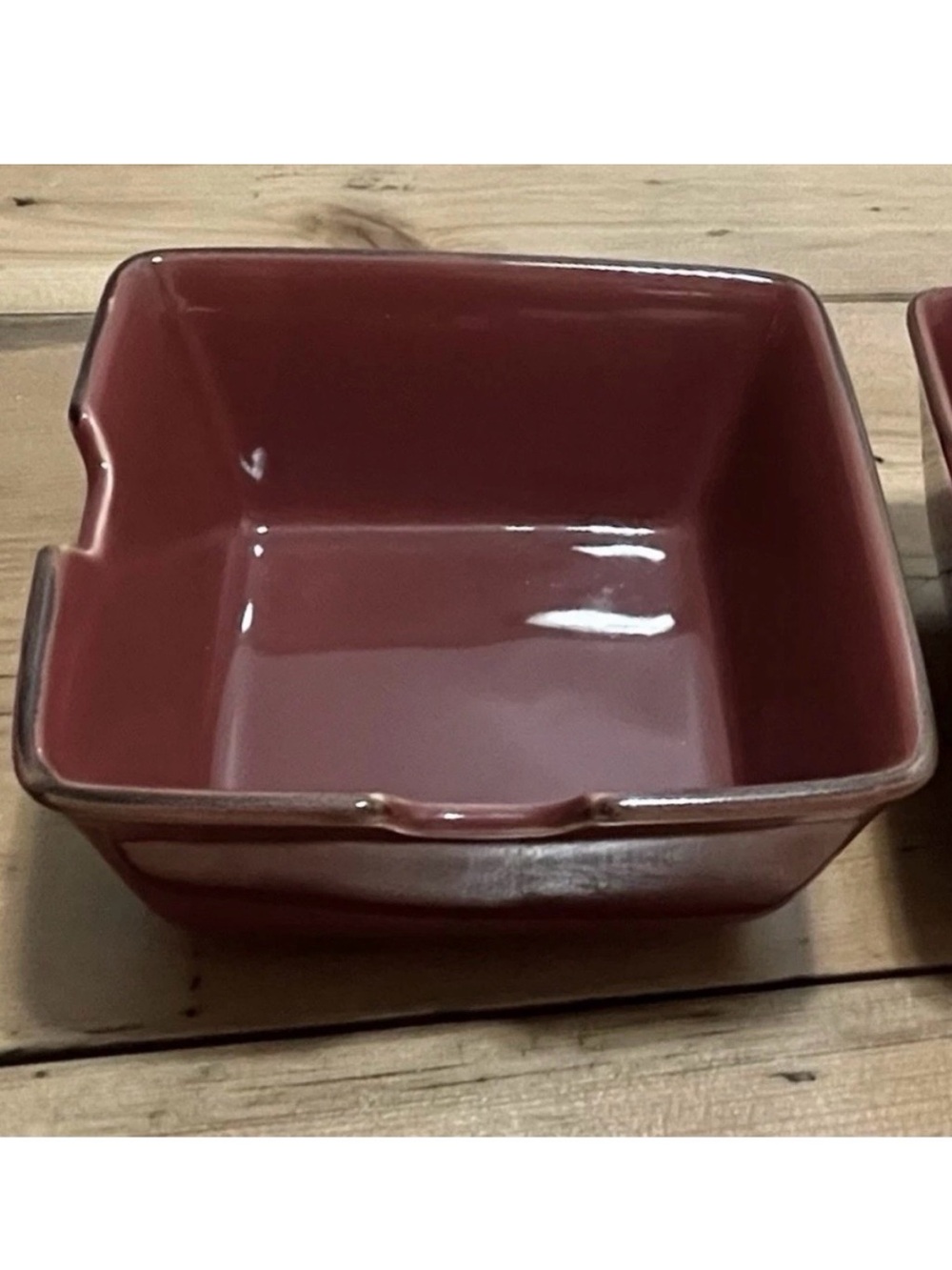2 POTTERY BARN Asian Square Bowls Paprika ~ Chopstick Rests